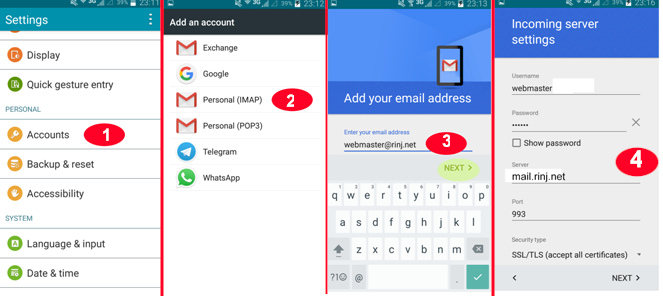 Email Setup Example For SmartPhone