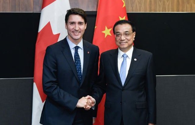 Justin Trudeau with People's Republic of China Ambassador to Canada 